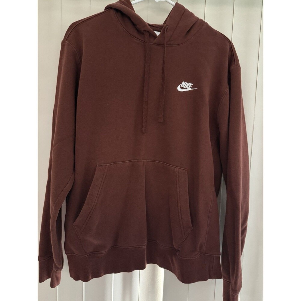 Nike Sportswear Club Fleece Pullover Hoodie Oxen Brown Sz M Unisex Perfect Fall!